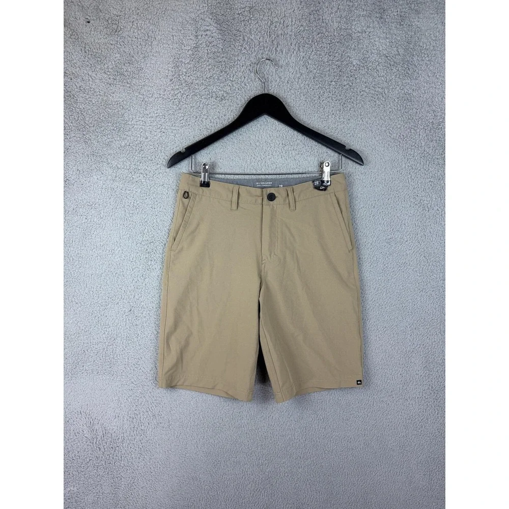 Quiksilver Amphibian Shorts Mens 28 Beige Stretch Chino 10 Inseam Casual Golf